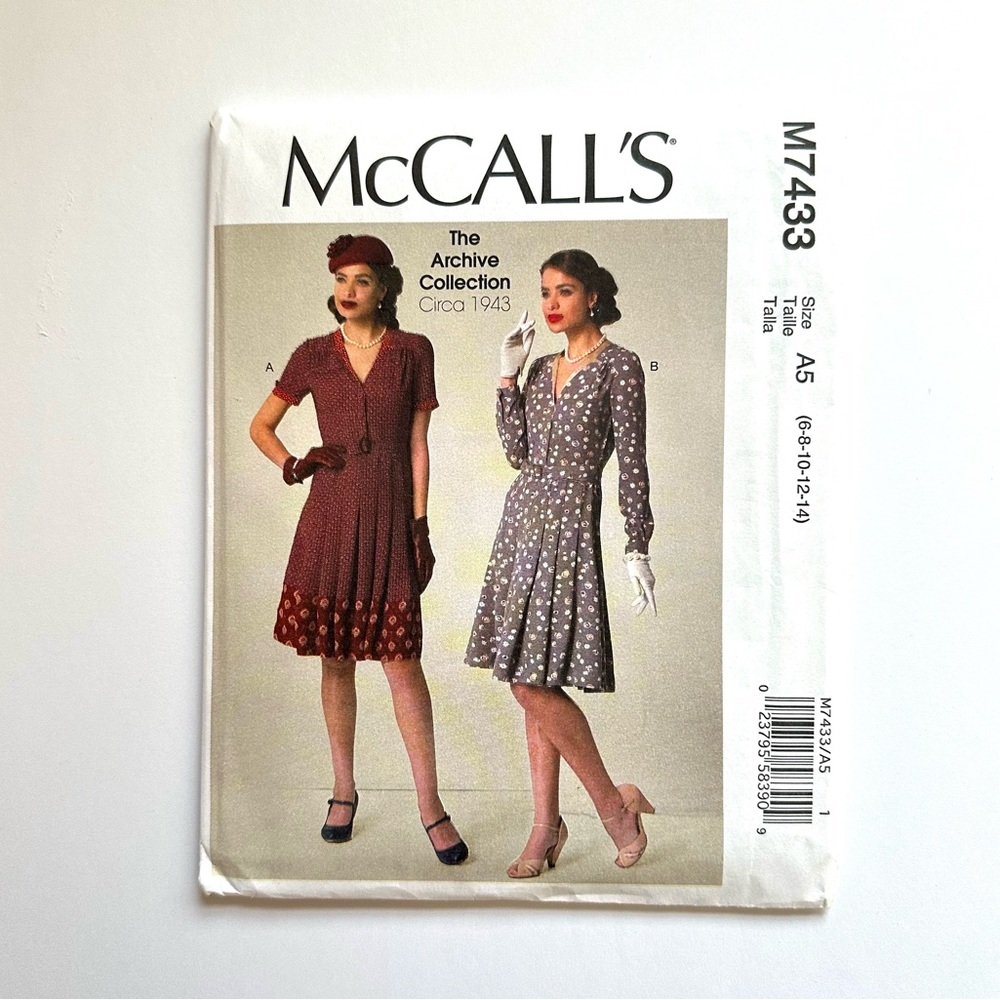 McCall M7433- New/UnCut/Factory folded Sewing Pattern women’s size A5 (6-14)
